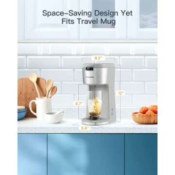 Famiworths Iced Coffee Maker, Hot and Cold Coffee Maker Single Serve for K Cup and Ground, with Descaling Reminder and Self Cleaning, Iced Coffee Machine for Home, Office and RV, Light Gray