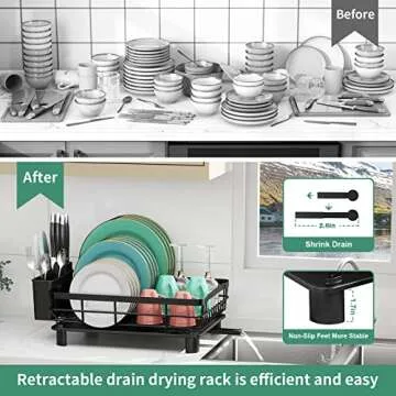 MOUKABAL Dish Drying Rack, Dish Rack, Stainless Steel Dish Racks for Kitchen Counter, Dish Drainer w...