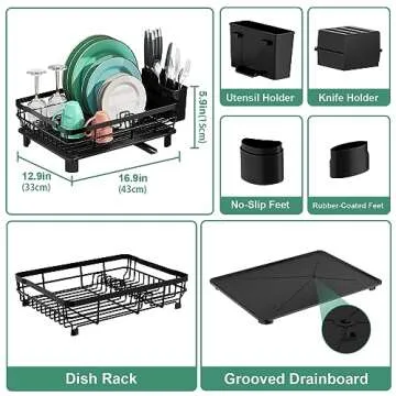 MOUKABAL Dish Drying Rack - Space Saving Stainless Steel