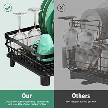 MOUKABAL Dish Drying Rack - Space Saving Stainless Steel