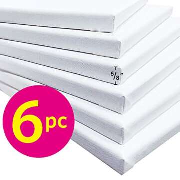 PHOENIX Stretched Canvas for Painting 12x16 Inch/6 Value Pack, 8 Oz Triple Primed 5/8 Inch Profile 1...