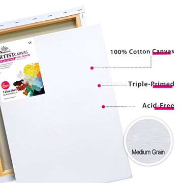 PHOENIX Stretched Canvas 12x16 Inch/6 Pack for Painting