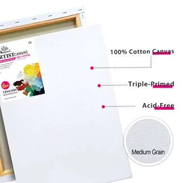 PHOENIX Stretched Canvas 12x16 Inch/6 Pack for Painting