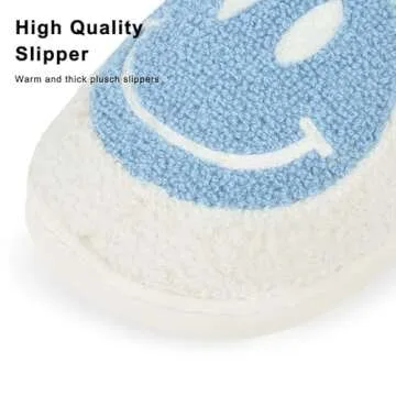 westtele Smile Face Slippers - Retro Soft Plush Slip-Ons for Women/Men Lightweight, Cozy, Indoor/Outdoor with Anti-Skid Sole & Trendy Smile Face Design