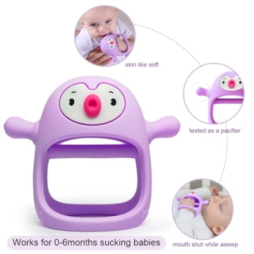 Smily Mia Penguin Teether for Babies 0-6 Months - Soft Silicone