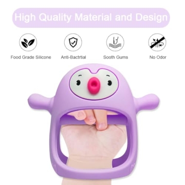 Smily Mia Penguin Teether for Babies 0-6 Months - Soft Silicone