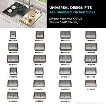 Kraus Multipurpose Over-Sink Roll-Up Dish Drying Rack, Colander and Trivet in Light Grey, KRM-10GREY