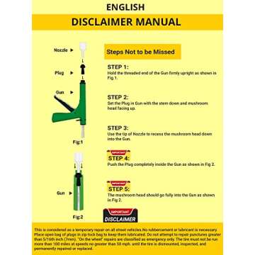 GRAND PITSTOP Tubeless Tire Gun Puncture Repair Kit with Mushroom Plug for Tyre Punctures and Flats ...