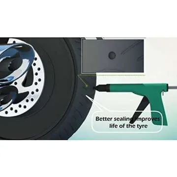 GRAND PITSTOP Tubeless Tire Gun Puncture Repair Kit with Mushroom Plug for Tyre Punctures and Flats on Cars, Motorcycles, ATV, Trucks & Tractors (Gun Puncture kit 15 Plugs, Green)