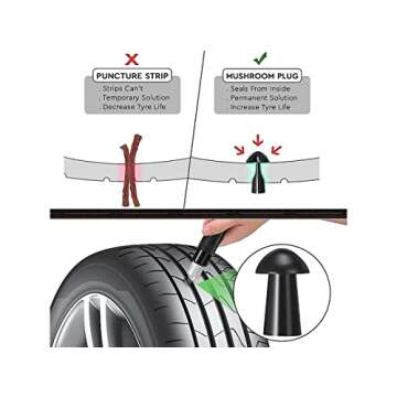 GRAND PITSTOP Tubeless Tire Gun Puncture Repair Kit with Mushroom Plug for Tyre Punctures and Flats on Cars, Motorcycles, ATV, Trucks & Tractors (Gun Puncture kit 15 Plugs, Green)