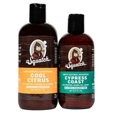 Dr. Squatch Citrus & Cypress Men's Shampoo + Conditioner Hair Bundle - Keeps Hair Looking Full and H...