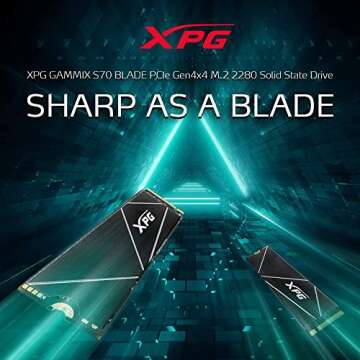 XPG 1TB GAMMIX S70 Blade - Works with PlayStation 5, PCIe Gen4 M.2 2280 Internal Gaming SSD Up to 7,400 MB/s (AGAMMIXS70B-1T-CS)