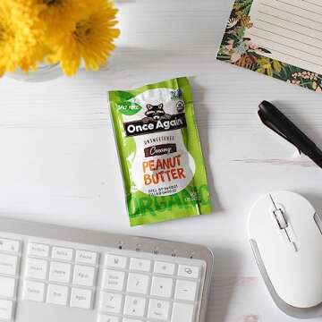 Once Again Organic Creamy Peanut Butter - 1.15oz Squeeze Packs, 10 Count - Salt Free, Unsweetened - USDA Organic, Gluten Free Certified, Vegan, Kosher