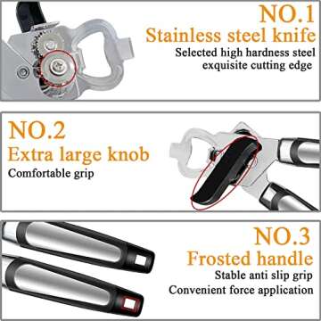 2PCS Can Opener Manual and Jar Opener for Weak Hands or Seniors with Arthritis - Smooth Edge Cutting...