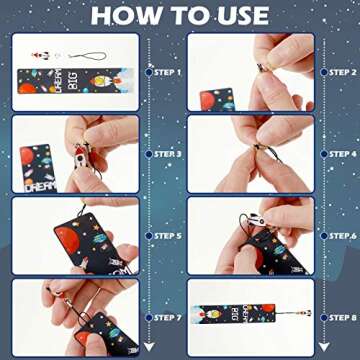 Space Theme Bookmarks with Metal Charms Planet Rocket Space Ship Theme Bookmarks Inspirational Quotes Bookmarks for Space Party Favors Gifts Kids Boys Girls Encourage(24 Pieces)