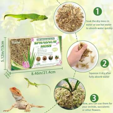 Halatool 10OZ Orchid Moss Sphagnum for repotting, 14QT Dried Sphagnum Moss for Plants Indoor, Mainta...