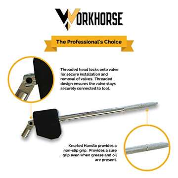 Darkhorse Automotive Premium Valve Stem Tool | Tire Valve Stem Removal Tool | Valve Stem Puller with Rubber Leverage Block works on Automobile, Lawn Mowers, Tractors, ATV's, UTV's, Dolly Tires.