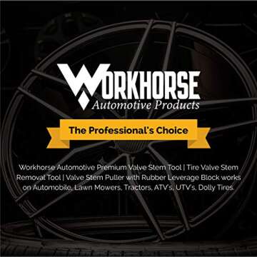 Darkhorse Automotive Premium Valve Stem Tool | Tire Valve Stem Removal Tool | Valve Stem Puller with Rubber Leverage Block works on Automobile, Lawn Mowers, Tractors, ATV's, UTV's, Dolly Tires.