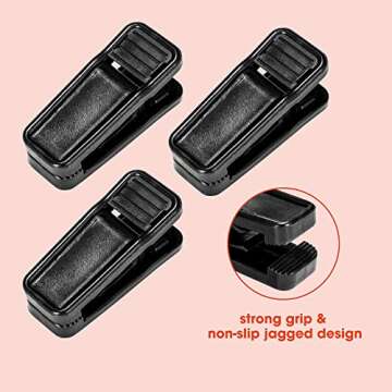 HOUSE DAY Black Plastic Finger Clips for Hangers, 20 Pack Pants Hanger Clips, Strong Pinch Grip Clips for Use with Slim-line Clothes Hangers, Clips for Velvet Hangers