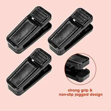 HOUSE DAY Black Plastic Finger Clips for Hangers, 20 Pack Pants Hanger Clips, Strong Pinch Grip Clips for Use with Slim-line Clothes Hangers, Clips for Velvet Hangers