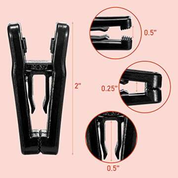 HOUSE DAY Black Plastic Finger Clips for Hangers, 20 Pack Pants Hanger Clips, Strong Pinch Grip Clips for Use with Slim-line Clothes Hangers, Clips for Velvet Hangers