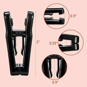 HOUSE DAY Black Plastic Finger Clips for Hangers, 20 Pack Pants Hanger Clips, Strong Pinch Grip Clips for Use with Slim-line Clothes Hangers, Clips for Velvet Hangers