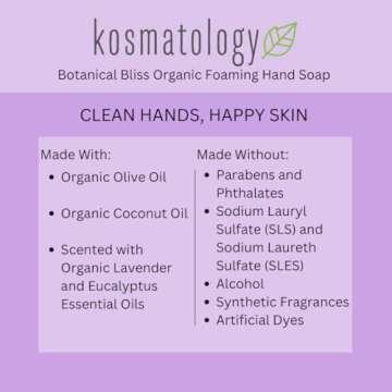 kosmatology® Botanical Bliss (Lavender-Eucalyptus) Organic Foaming Hand Soap | Moisturizing Hand Wash | Clean Ingredients, Infused with Essential Oils | 8.5 fl oz