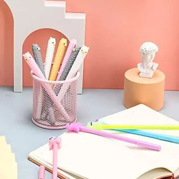 Tenare 12 Pieces Lama Pens Alpaca Gel Ink Pens Kawaii Cute Animal Black 0.5 mm for Kids