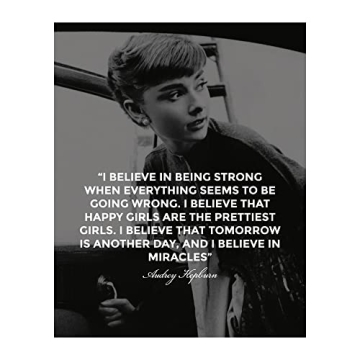 Audrey Hepburn 'I Believe In Being Strong' Motivational Wall Art Print - Unframed 8x10 Décor for Ho...