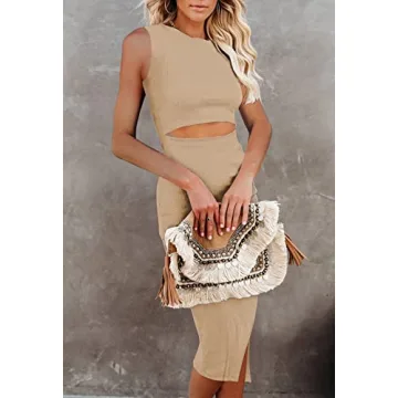 Elegant Women's Bodycon Dress with Side Slit and Cutout