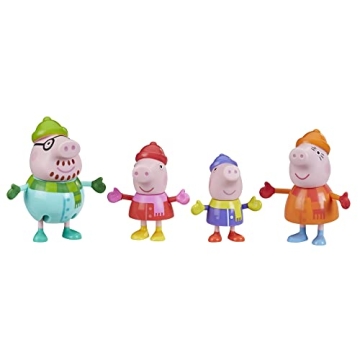 Peppa Pig Peppa's Club Family Wintertime Figure 4-Pack Toy in Cold-Weather Outfits, Ages 3 and Up