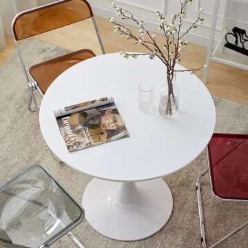 IFIAM 24 inch Small Round Dining Table for 2-4 People, Mid Century Modern Dining Table, Farmhouse Ki...