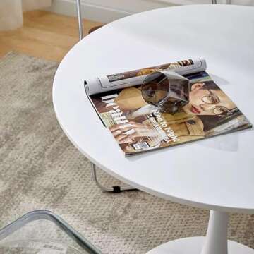 IFIAM 24 inch Small Round Dining Table for 2-4 People, Mid Century Modern Dining Table, Farmhouse Kitchen Wood Dining Table, White