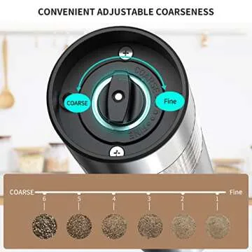CIRCLE JOY Electric Salt and Pepper Grinder Set Stainless Steel Spice Grinder Automatic Pepper Mills with Easy-to-Carry Dual Charging Station, White Led Light, and Adjustable Coarseness, Silver