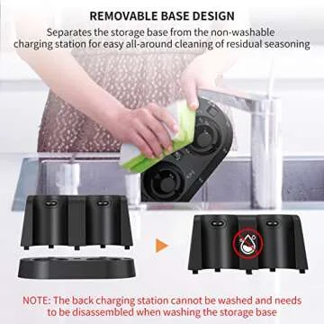 CIRCLE JOY Electric Salt and Pepper Grinder Set Stainless Steel Spice Grinder Automatic Pepper Mills with Easy-to-Carry Dual Charging Station, White Led Light, and Adjustable Coarseness, Silver