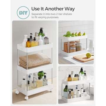 SONGMICS Slim Storage Cart: Versatile 3-Tier Utility Solution