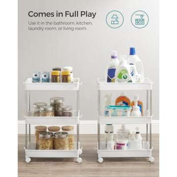 SONGMICS Slim Storage Cart: Versatile 3-Tier Utility Solution