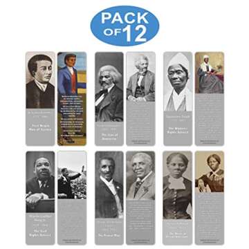 Creanoso Famous Historical African Americans Bookmarks (12-Pack) – Learning Rewards Cards – Awes...