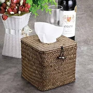Sumnacon Seagrass Tissue Box Cover for Stylish Decor