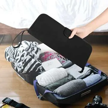 Heat Resistant Flat Iron Case, Portable Hair Straightener Pouch, Curling Iron Neoprene Cover With Silicone Mat for Hair Styling Tools 13 x 5 Inches (Black)