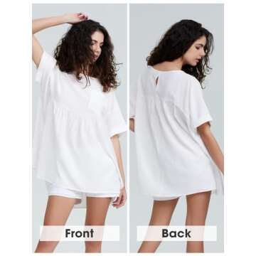 EXLURA Womens Short Sleeve Summer Tops Casual Loose Maternity Babydoll Peplum Tops Oversized Shirts ...