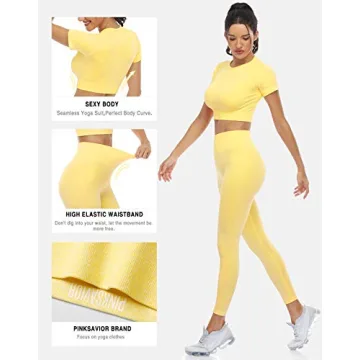 PINKSAVIOR Women's Stylish Workout Sets Two Piece Gym Outfit