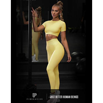PINKSAVIOR Women's Stylish Workout Sets Two Piece Gym Outfit
