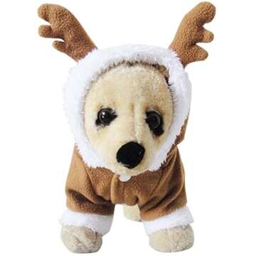 Yoption Christmas Reindeer Dog Costume, Winter Funny Pet Hoodies, Warm Puppy Clothes for Small Dogs Costumes (XL)