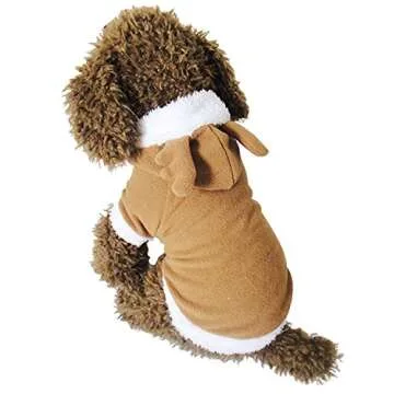 Yoption Christmas Reindeer Dog Costume, Winter Funny Pet Hoodies, Warm Puppy Clothes for Small Dogs Costumes (XL)