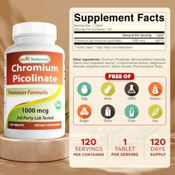 Best Naturals Chromium Picolinate 1000 mcg 120 Tablets