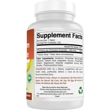 Best Naturals Chromium Picolinate 1000 mcg 120 Tablets