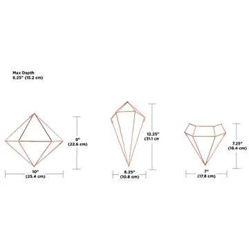 Umbra Prisma Geometric Sculptures, Decorate Your Wall with Modern Metallic Wire Shapes, Table top, C...