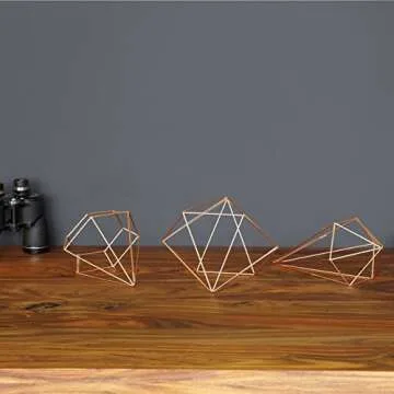 Umbra Prisma Geometric Sculptures, Decorate Your Wall with Modern Metallic Wire Shapes, Table top, Ceiling Décor, Set of 6, Copper for Kitchen