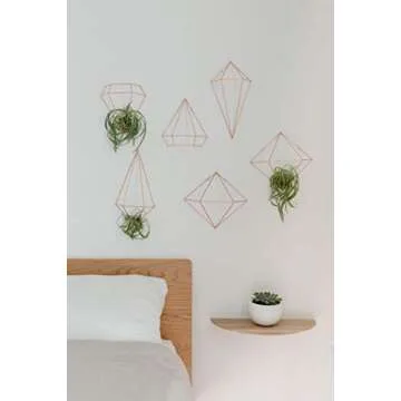 Umbra Prisma Geometric Sculptures, Decorate Your Wall with Modern Metallic Wire Shapes, Table top, Ceiling Décor, Set of 6, Copper for Kitchen